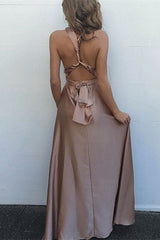 Gorgeous Spaghetti-Straps V-Neck Prom Dress Sleeveless Long
