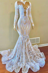 Hot Sale Mermaid Prom Dress  Long Sleeves With Sequins Lace