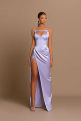 Modest Light Lilac Sleeveless Prom Dress Mermaid Long With Slit Online