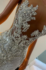 Modern Silver Sleeveless Scoop Prom Dress Mermaid Long With Sequins Beadings Crystals