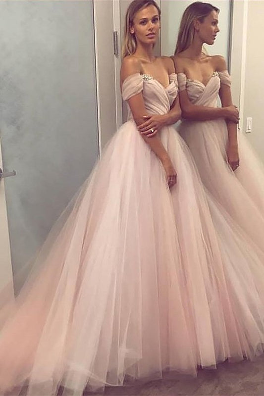 Stunning Off-the-Shoulder Tulle Prom Dress Sweetheart