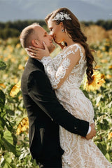 Mermaid Lace Wedding Dress with Long Sleeves for Online Purchase