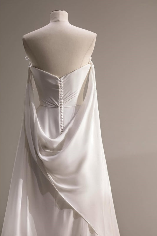 White Strapless Long Prom Dress Mermaid Sleeveless with Split