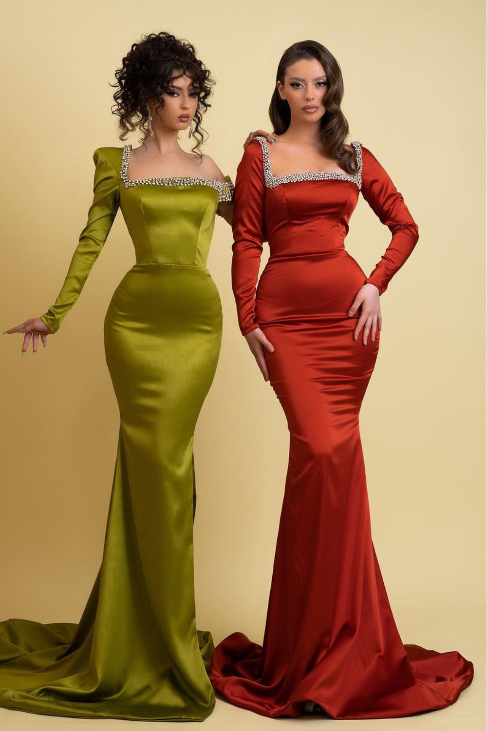 Sage Green Prom Dress Charmeuse One Shoulder Mermaid Beaded With Slit