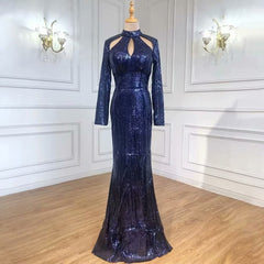 Black Green Long Sleeve Prom Dress Sexy Mermaid Dress