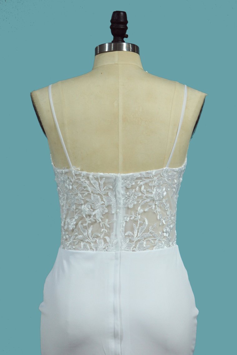 Sweetheart Mermaid Wedding Dress with Elegant Lace and Spaghetti Straps, Floor-length