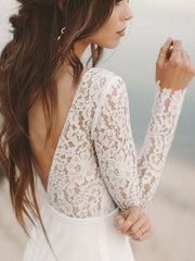 Boho Lace Wedding Dress with Long Sleeves