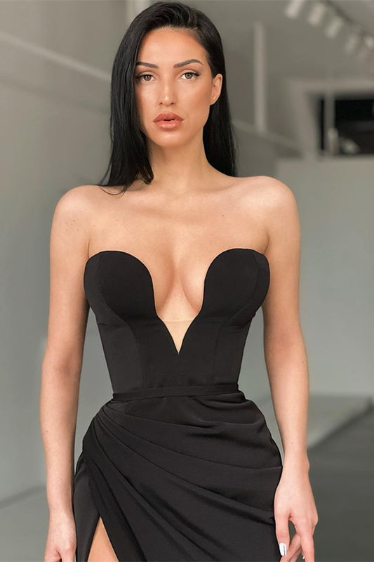 Modern Black Sweetheart Mermaid Prom Dress With Split