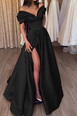  Fuchsia Portrait A-Line Prom Dress with Split