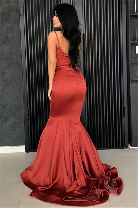 Burnt Orange Mermaid Prom Dress Long
