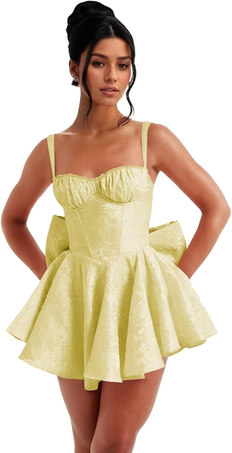 Short Satin Homecoming Dresses with Bows Applique Corset Prom Dress Mini HOCO Party Cocktail Gowns for Teens