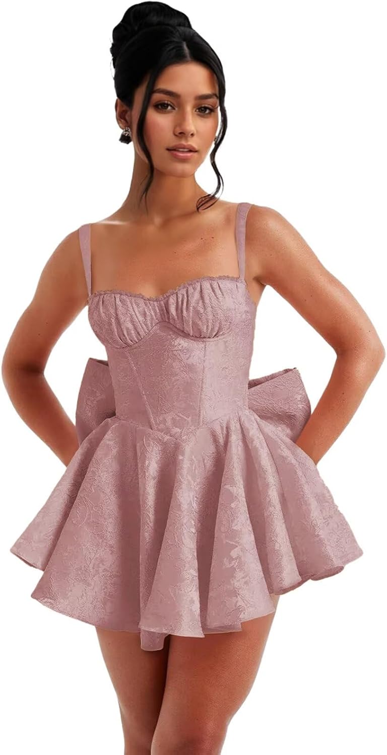 Short Satin Homecoming Dresses with Bows Applique Corset Prom Dress Mini HOCO Party Cocktail Gowns for Teens
