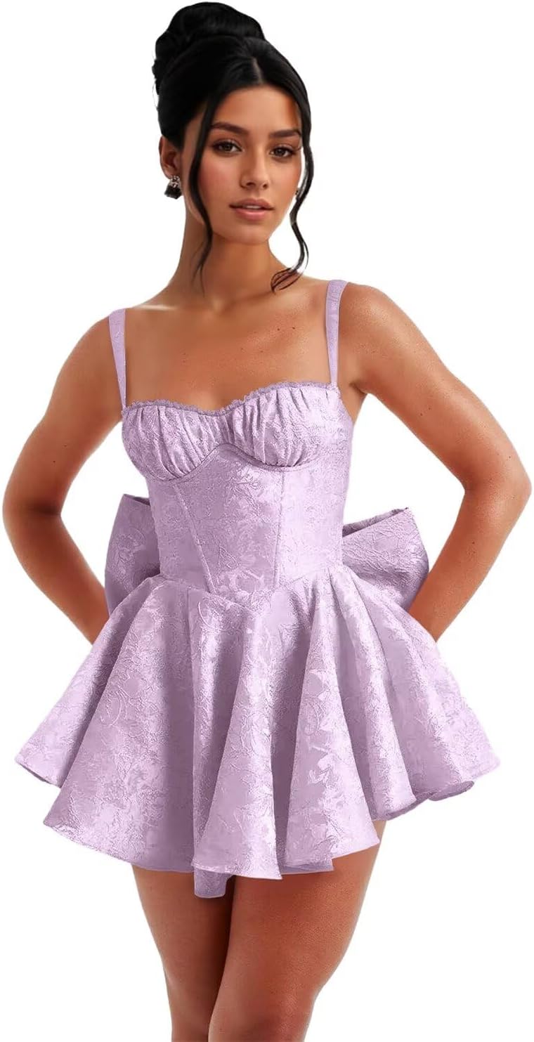 Short Satin Homecoming Dresses with Bows Applique Corset Prom Dress Mini HOCO Party Cocktail Gowns for Teens