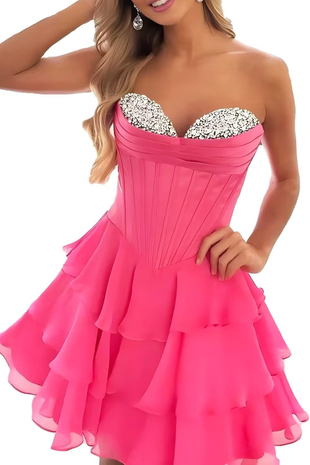 SEIM Strapless Corset Short Homecoming Dresses for Teens 2025 Tiered Ruffle Graduation Cocktail Party Dress
