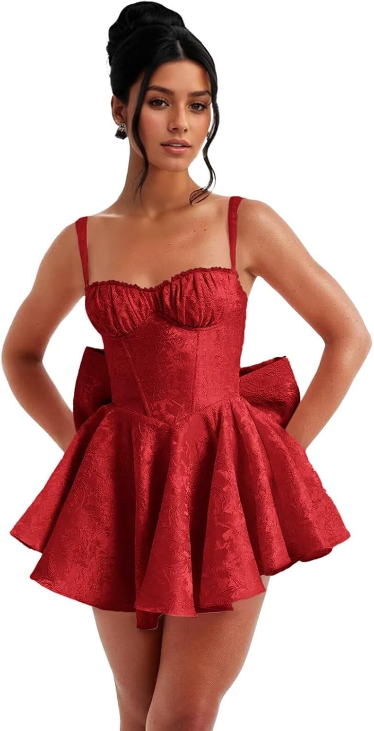 Short Satin Homecoming Dresses with Bows Applique Corset Prom Dress Mini HOCO Party Cocktail Gowns for Teens
