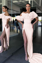 Daffodil Off-the-Shoulder Mermaid Split Evening Dress Sequins