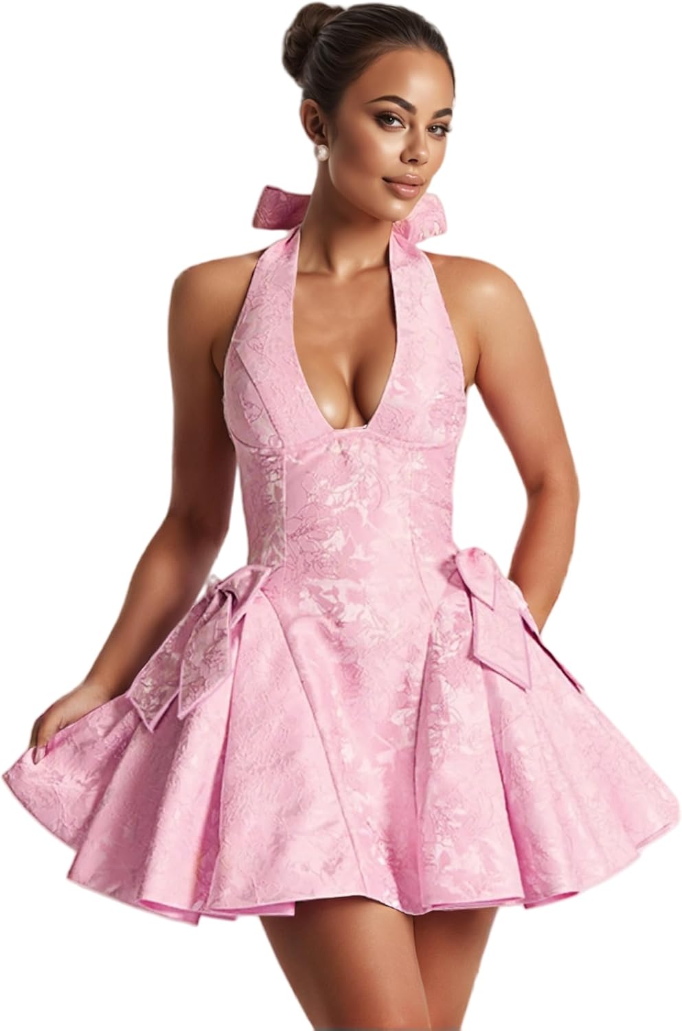JUMISEE Embroidery Satin Homecoming Dress with Bow Modest Strapless Mini Dresses A Line Short Prom Dress Party Gown