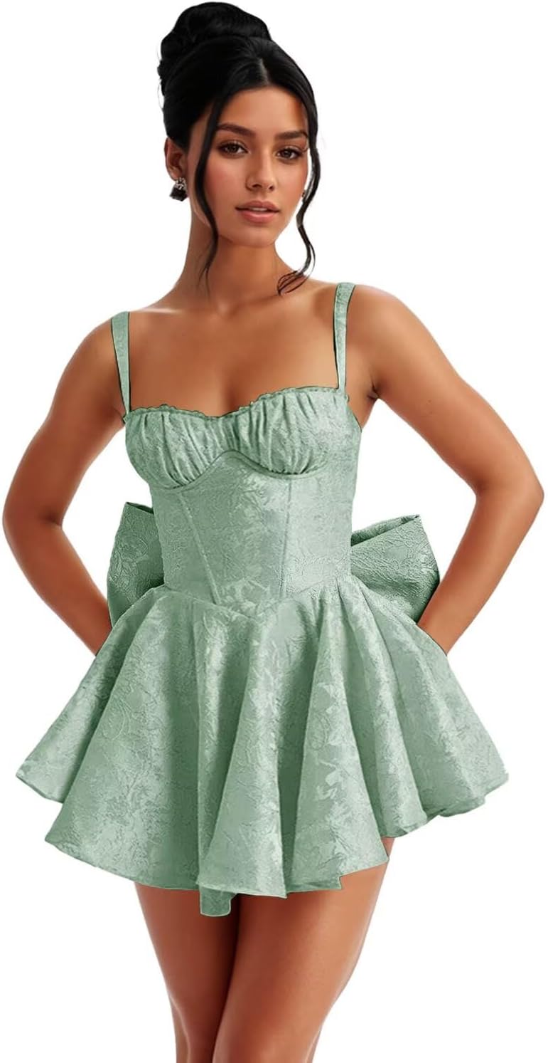 Short Satin Homecoming Dresses with Bows Applique Corset Prom Dress Mini HOCO Party Cocktail Gowns for Teens