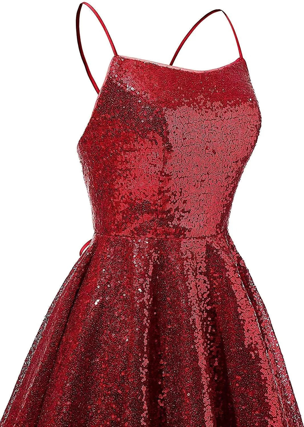Burgundy Sequin Short  Spaghetti Straps A Line Homecoming Dress Cocktail Dresses