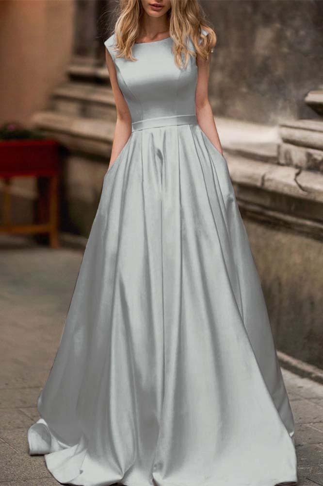 Wedding Dress With Cap Sleeves and Pockets