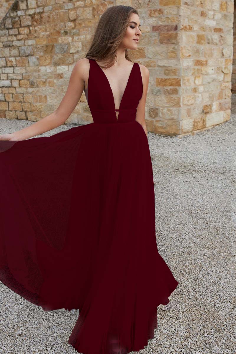 V-Neck Tulle Bridal Gown with Sleeves