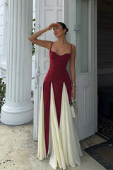 Black Ivory Spliced Sleeveless Spaghetti Straps A-Line Prom Dress