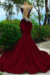 Royal Blue Sleeveless Mermaid Prom Dress with Sexy Cut Out and Appliques