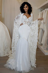 Modern Mermaid Wedding Dress with Lace Cape for the Sweetheart