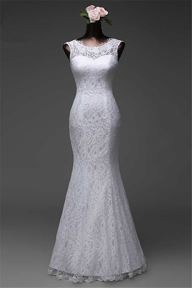 Elegant Long Mermaid Wedding Gown Featuring Lace and Jewel Tones