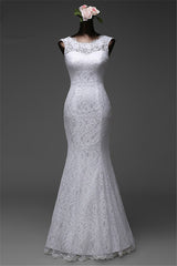 Elegant Long Mermaid Wedding Gown Featuring Lace and Jewel Tones