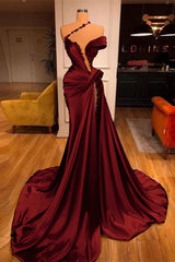  Off-the-Shoulder Mermaid Prom Dress Long Beadings with High Split