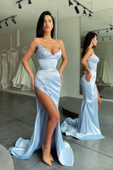 Sky Elegant Sweetheart Sequins Prom Dress Long With Slit