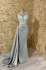  Sleeveless Mermaid Prom Dress Split with Appliques