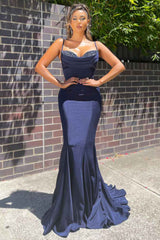 Gorgeous Spaghetti-Straps Mermaid Prom Dress Long With Beadings
