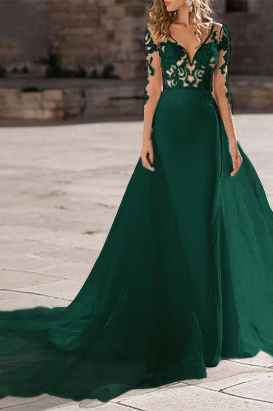 Mermaid Wedding Gown with Long Lace Sleeves