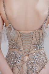 Gorgeous Halter Sleeveless Prom Dress Tulle With Beadings Crystals