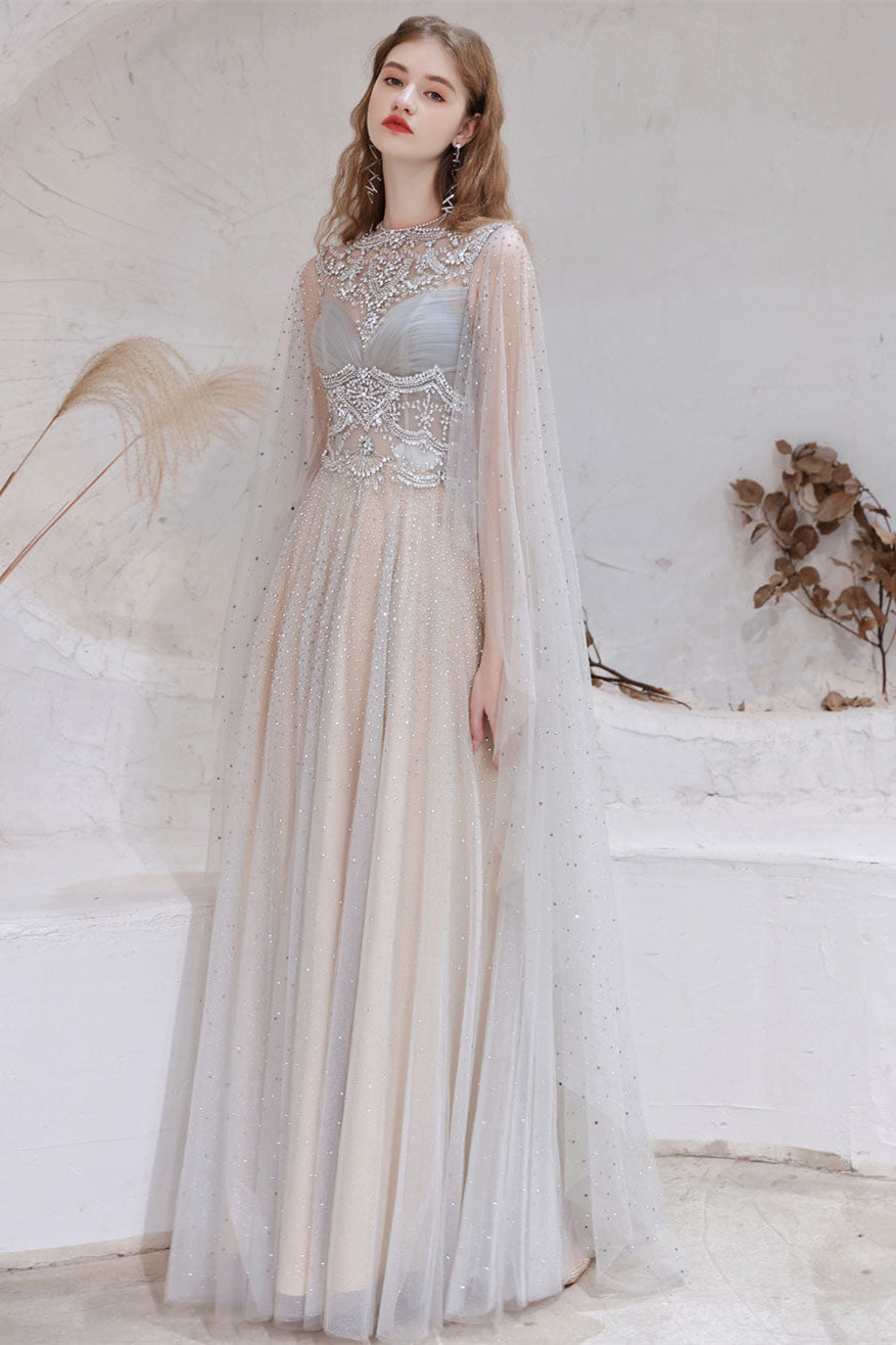 Gorgeous Ruffles Beadings Prom Dress Long Tulle With Crystals