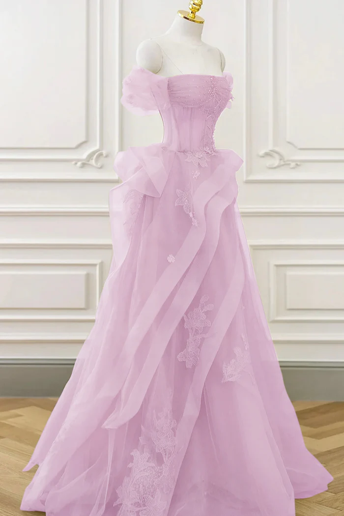 Cute Green Strapless Off The Shoulder A Line Prom Dress Long With Beads