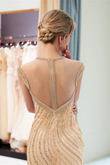New Arrival Cap Sleeve Mermaid Prom Dress Long With Beads Crystals