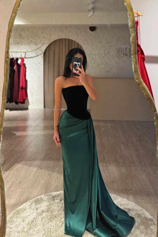 Strapless Long Prom Dress Sleeveless with Split