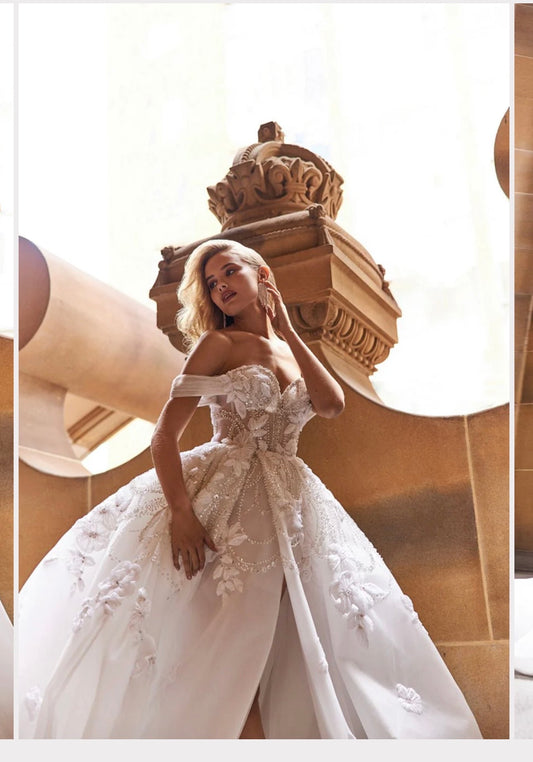 White A-line Long Prom Dress Sequins Beaded Appliques