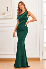 Elegant Mermaid One Shoulder Evening Dress With Beads Online