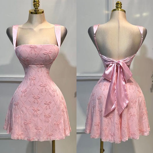 Pink Ballet Style Tulle Short Prom Dress Sleeveless Spaghetti-Straps
