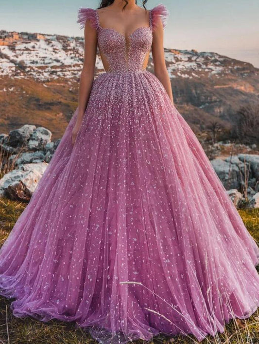 Gorgeous Sweetheart Sleeveless Ball Gown Prom Dress With Beads