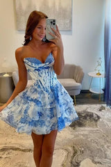 SEIM Strapless Corset Short Homecoming Dresses for Teens 2025 Tiered Ruffle Graduation Cocktail Party Dress