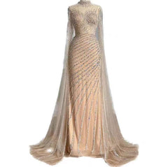 Luxury Green Sequins Prom Dress Beaded Long Sleeves