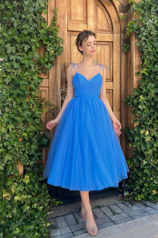 Elegant Blue Spaghetti-Straps Sweetheart Short Prom Dress Online
