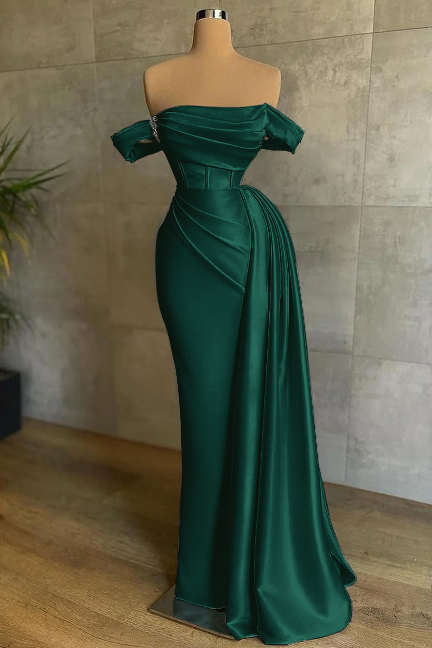 Beautiful White Mermaid Prom Dress Off the Shoulder Pleated