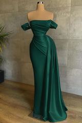 Beautiful White Mermaid Prom Dress Off the Shoulder Pleated