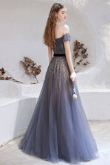 Gorgeous Off-the-Shoulder Tulle Prom Dress With Beadings Online